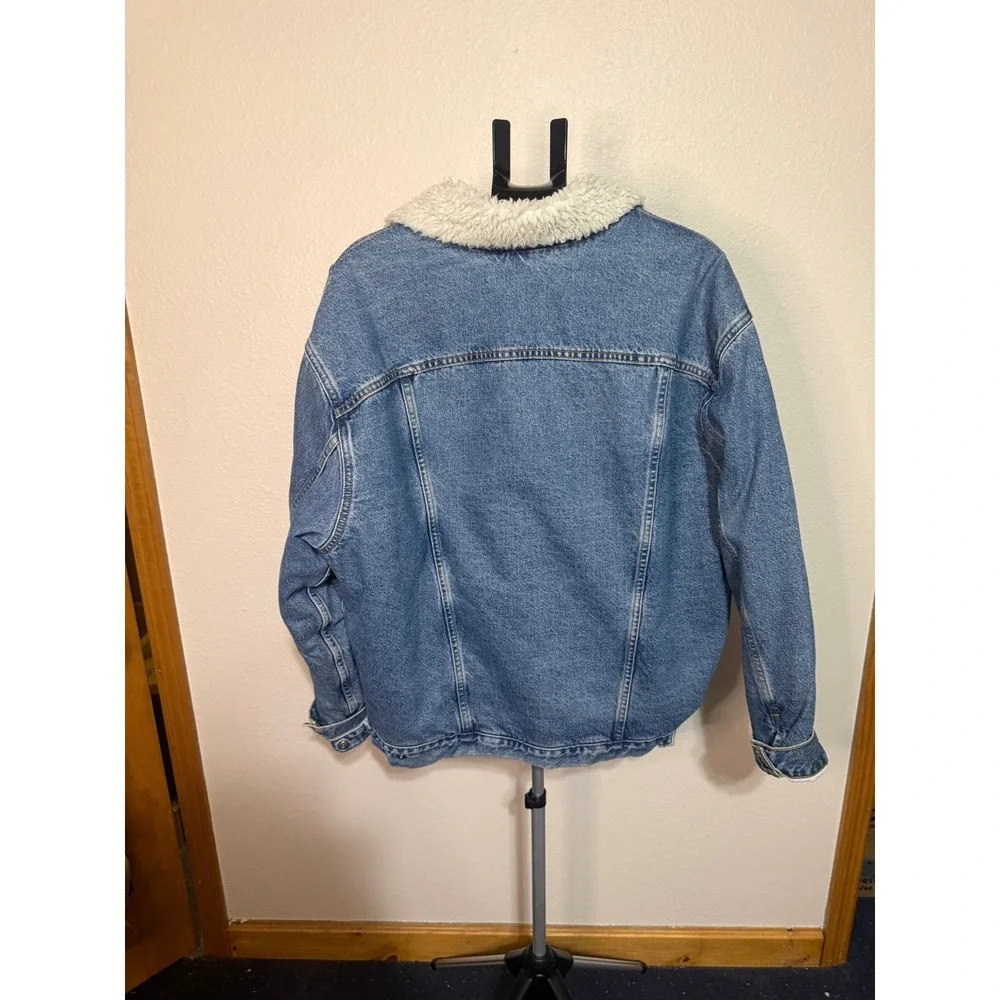 Levis‎ Sherpa Lined Denim Trucker Jacket Mens XL Blue Jean Coat Type III 70598